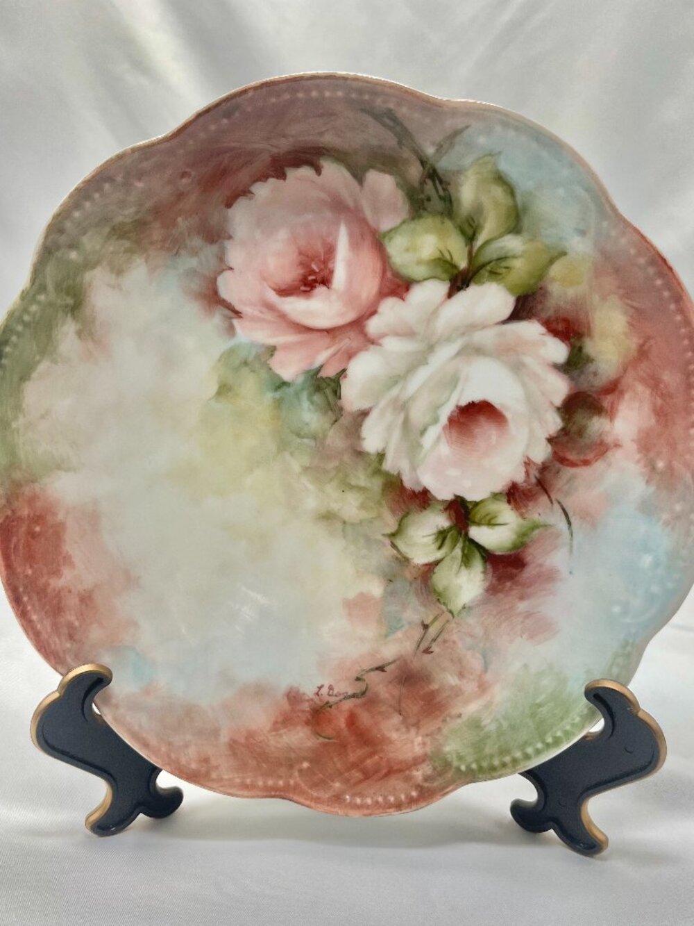 Antique Hand-Painted Porcelain Decorative Wall Plate